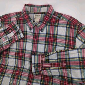 LL‎ Bean Flannel Shirt Men's XXL Long Sleeve Plaid Multicolor Traditional Fit